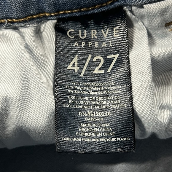 Curve Appeal Jeans Womens 27 Blue Skinny Mid Rise Light Wash Stretch Denim - Picture 4 of 11